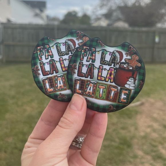 Fa La La La Latte Car Coaster Set | Car Accessories - Picture 5 of 12